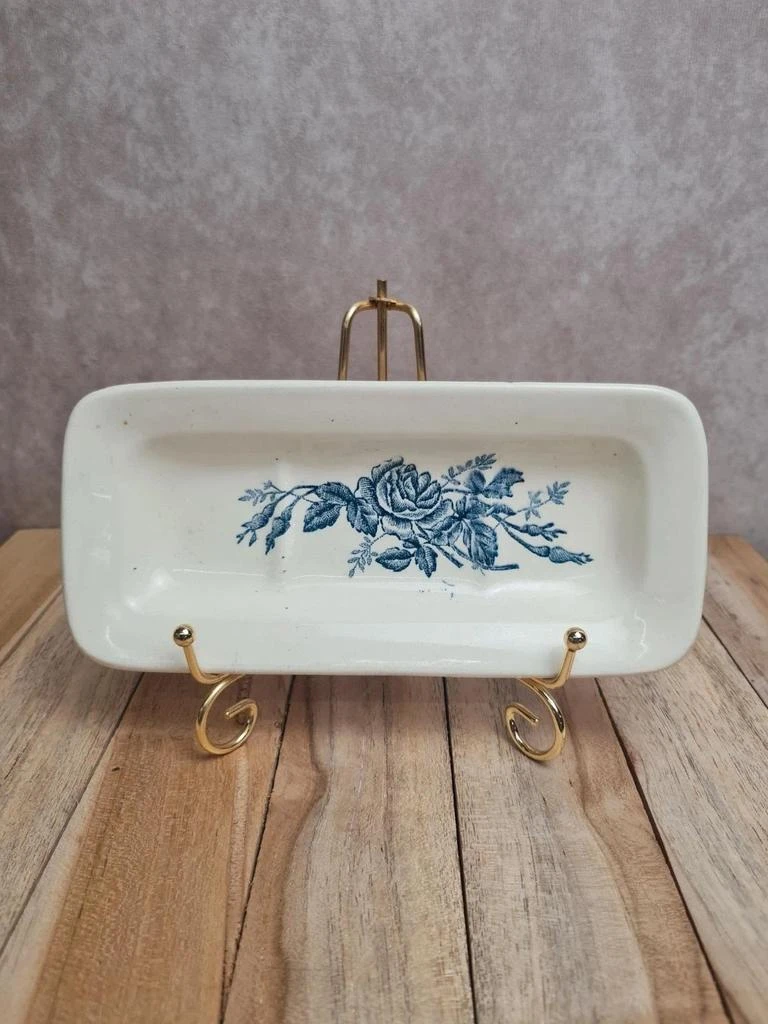 Petit porte-brosse à dents ou vide-poche vintage en terre de fer Longchamp, modèle Rosa 🌿